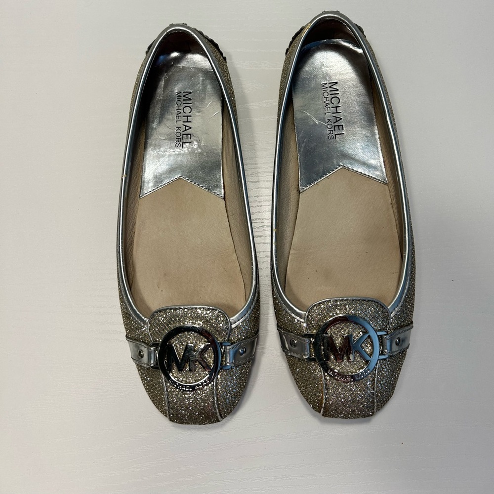 Michael Kors Glitter MK Logo Ballet Flats Size 8